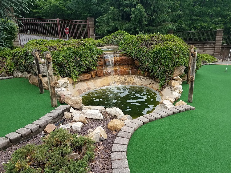 green artificial grass on miniature golf course