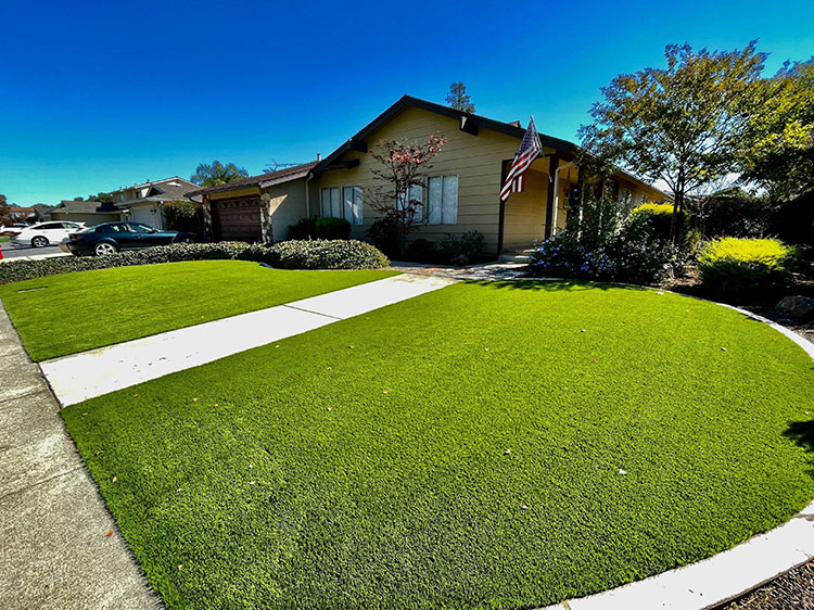 Low-maintenance luxury showcased in this modern artificial grass front yard
